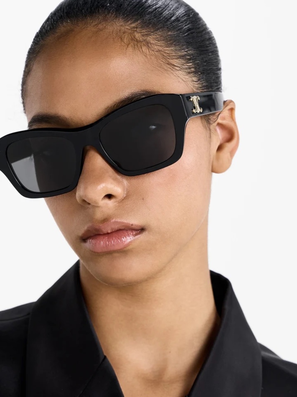 BNWB❗️CELINE Triomphe Black Square Sunglasses with Gold Logo